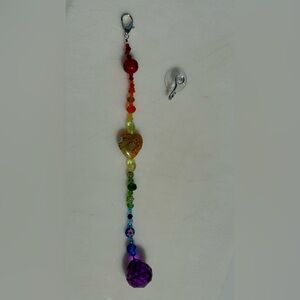 Short Hanging Glass Bead Suncatcher - 8 Inch Long “Iris”